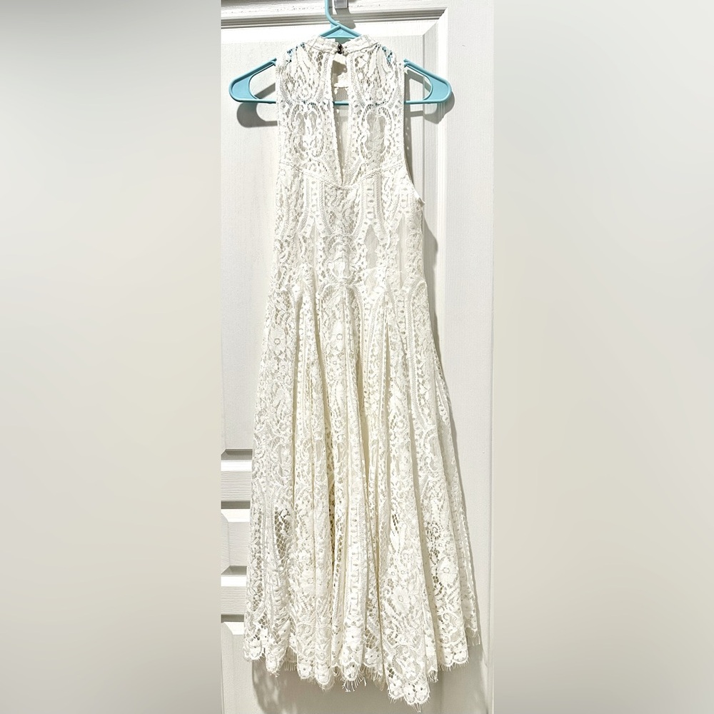 Free People Sleeveless Angel Rays Illusion Floral Lace Midi Trapeze Dress - Picture 3 of 11